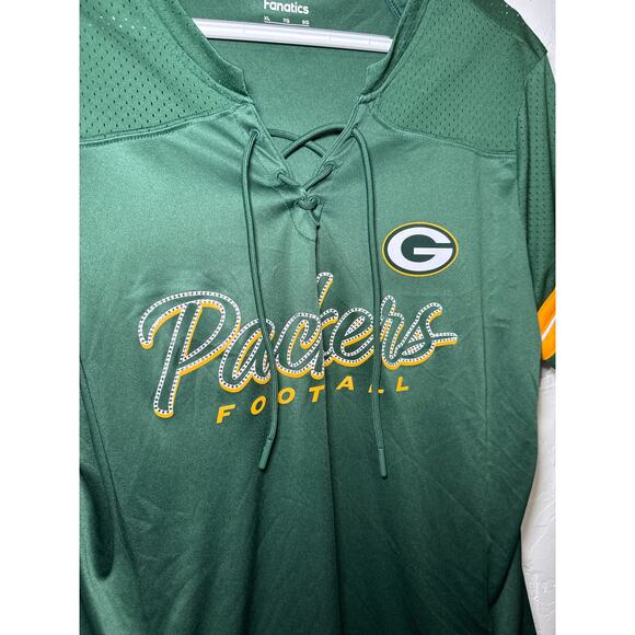 Fanatics lace jeweled green bay packers jersey t shirt womens XL sportswear - Picture 2 of 7